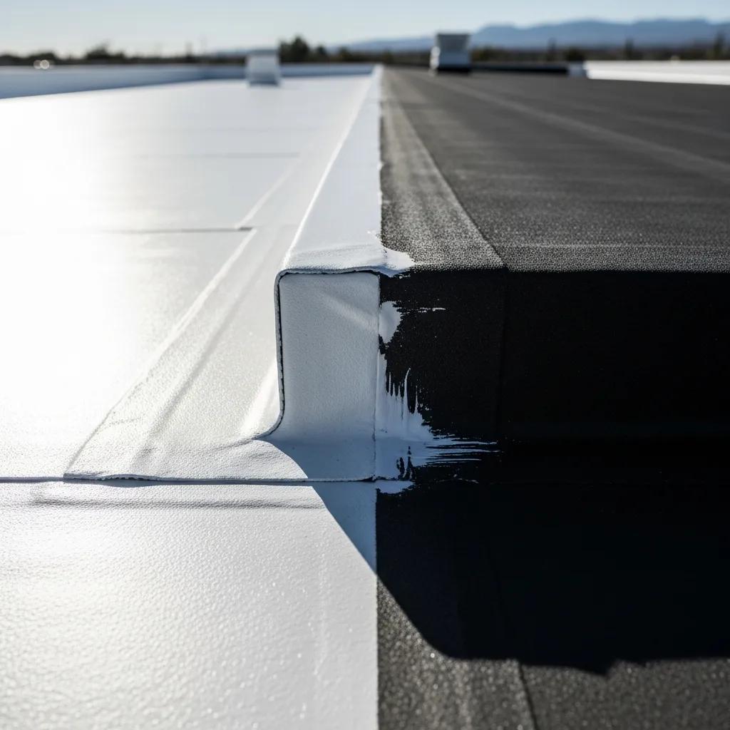 Close-up of TPO and EPDM roofing materials showcasing energy efficiency and sustainability