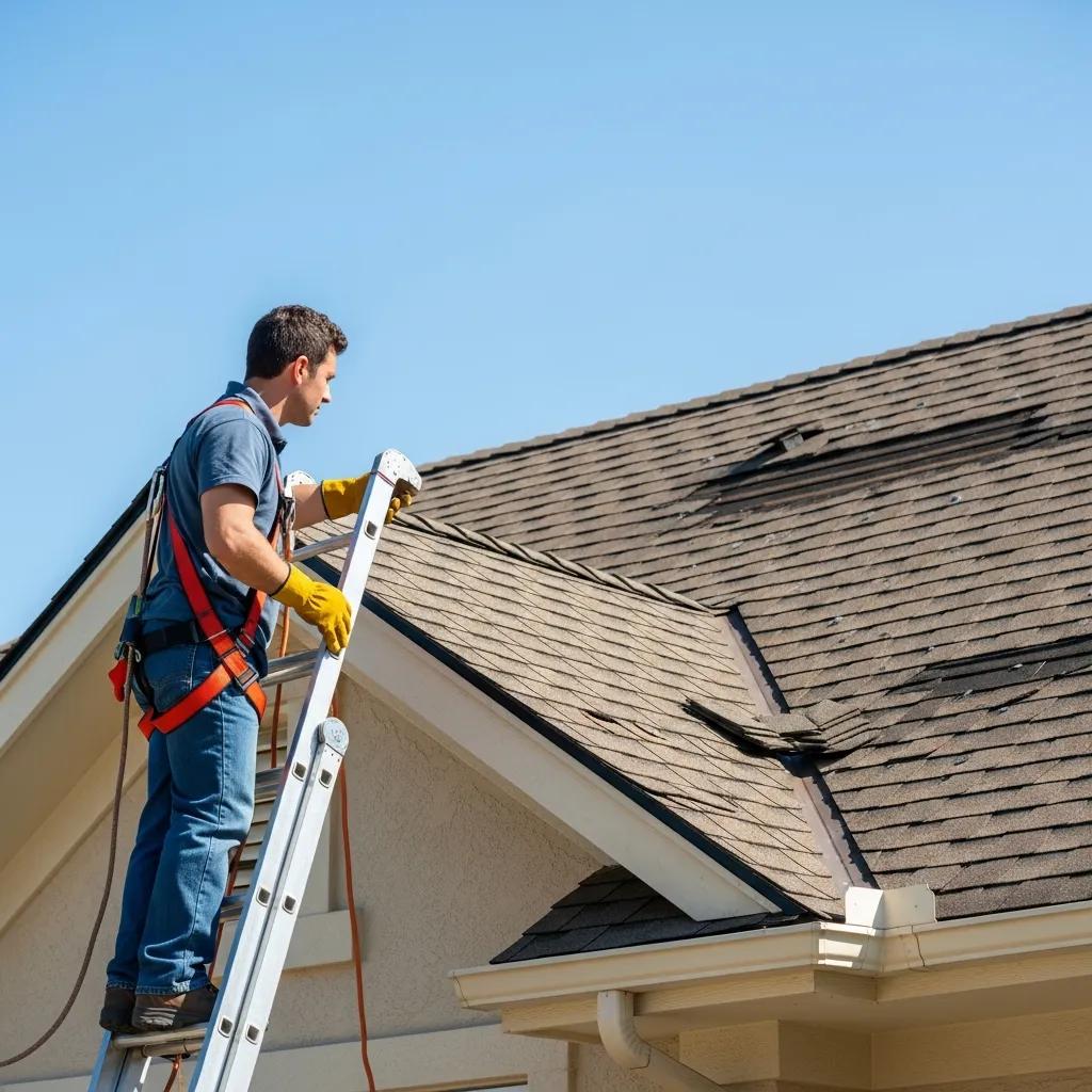 Insurance adjuster inspecting roof damage during claim assessment