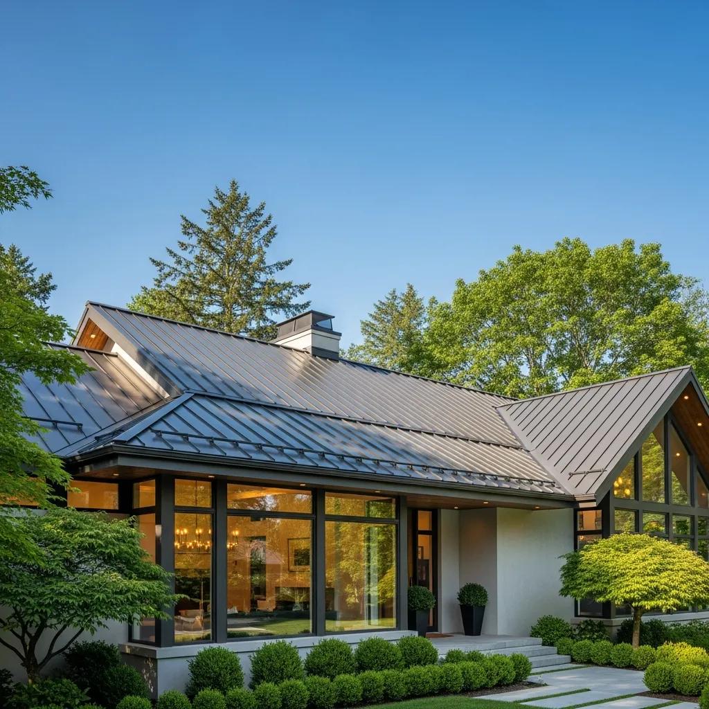 Modern home featuring a standing seam metal roof, highlighting durability and aesthetic appeal